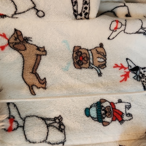 Womens Holiday Time CHRISTIMAS DOGS Hooded Union Suit 1 pc Pajamas - Picture 7 of 15